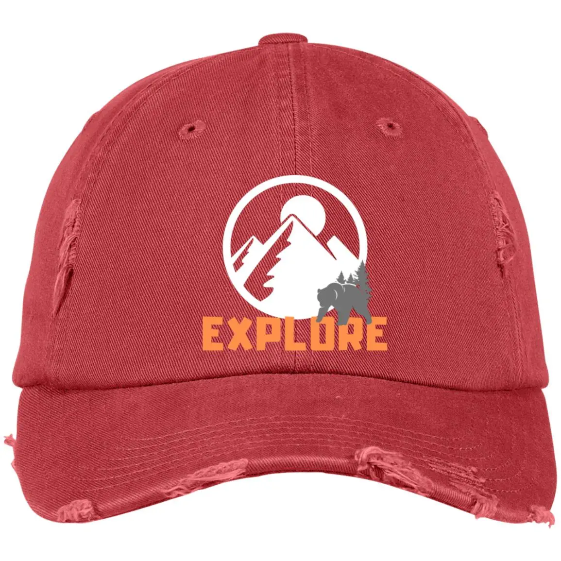 Explore Embroidered Distressed Dad Cap - Image 2