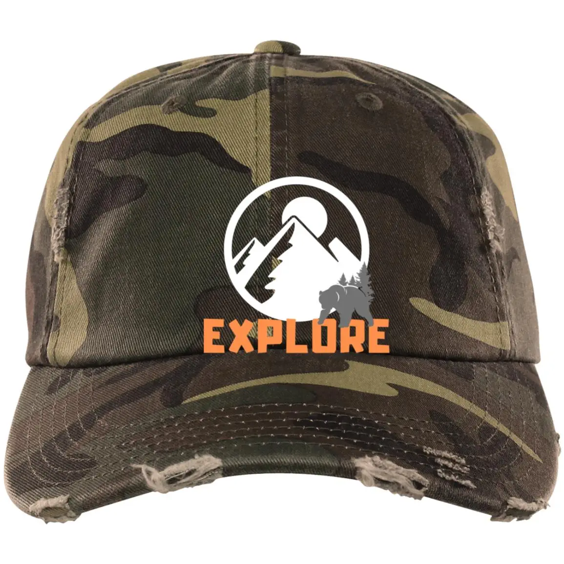 Explore Embroidered Distressed Dad Cap - Image 3