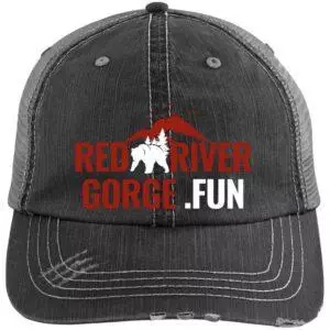 Red River Gorge.fun - Red -  Distressed Unstructured Trucker Cap