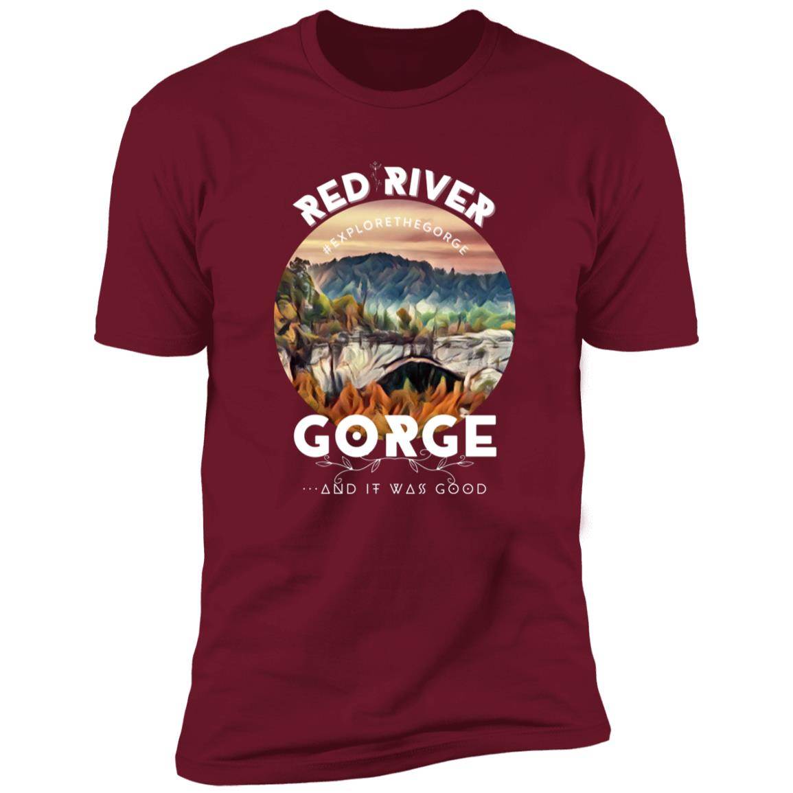 Premium Short Sleeve T-Shirt 1 Red River Gorge premium short sleeve t-shirt featuring a scenic view of the gorge in Kentucky.