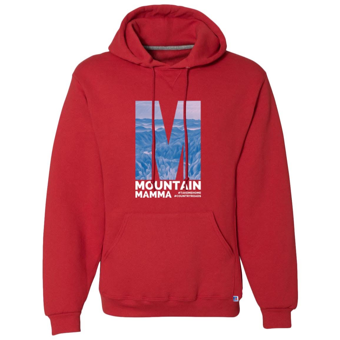 Dri-Power Fleece Pullover Hoodie 4 Red "Mountain Mamma" hoodie with a mountain range inside the "M". Red River Gorge KY apparel.