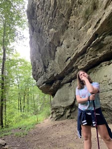 Exploring the Natural Wonders: Rock Formations in Red River Gorge 2 Golf bag with clubs on the green at Red River Gorge, KY. Mystery Hike fun.